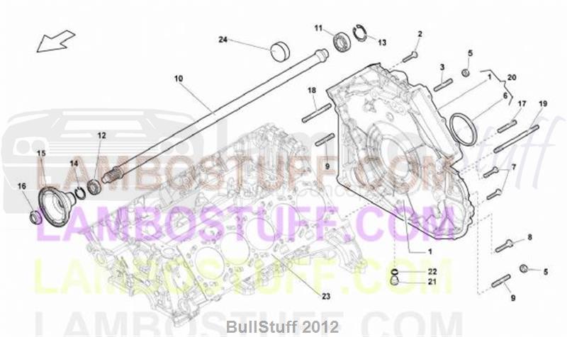 2012 Lamborghini GALLARDO LP 550-2 COUPE EUROPE TIMING CHAIN COVER ­ PROPELLER SHAFT (103.04.00)